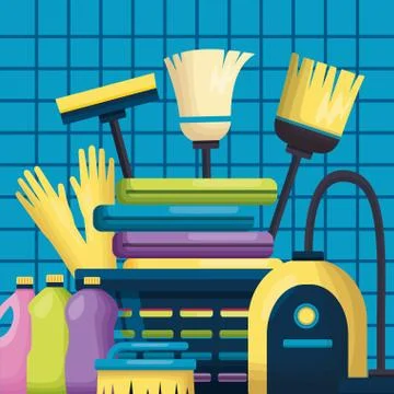Spring cleaning tools Illustrazione stock
