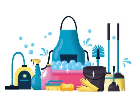 Spring cleaning tools Illustrazione stock