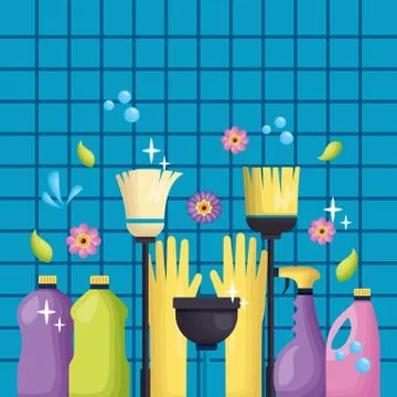 Spring cleaning tools Illustrazione stock