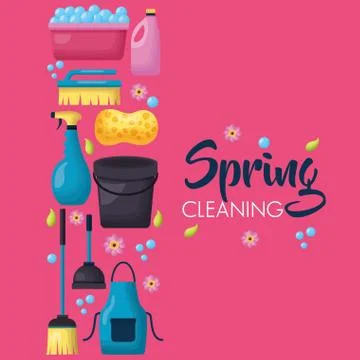 Spring cleaning tools Illustrazione stock