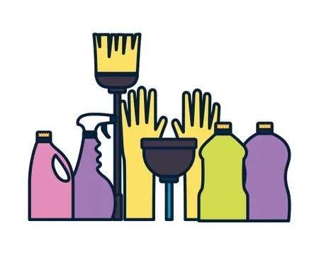Spring cleaning tools Illustrazione stock