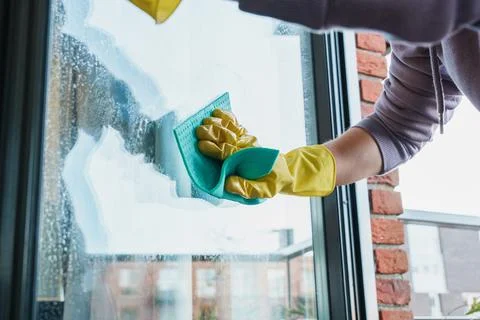Spring Cleaning A Window For A Clearer View Stock Photos