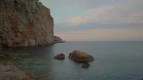 Spring Coastal Cliffs at L’Estartit, Costa Brava 4K Stock Footage 181034545