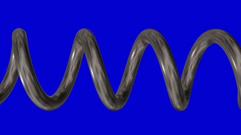 Spring coil  . 3d render animation . Isolated on bluescreen background Video stock 163257817