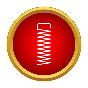 Spring coil line art icon in red button Stock Illustration
