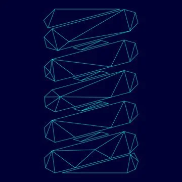Spring coil low poly triangulation triangulated polygonal electric cyan blu.. Stock Illustration