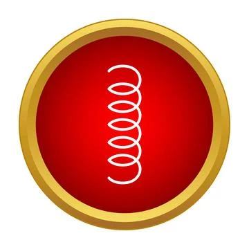 Spring coil white icon in gold circle Stock Illustration