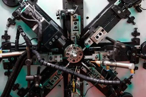 Spring coiling machine Stock Photos