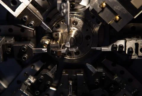 Spring coiling machine 写真素材