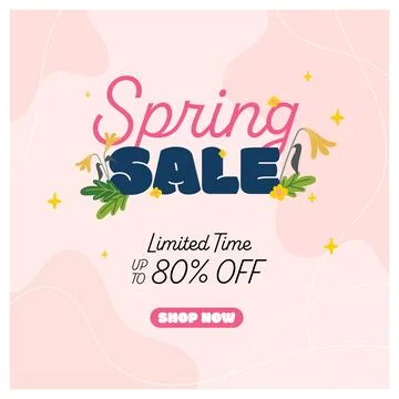 Spring colored background with minimalistic style, floral elements, and texture. イラスト素材