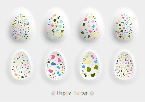 Spring-colored Easter egg set. vector illustration. Stock Illustration