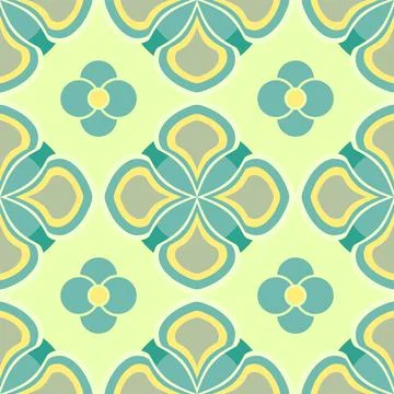 Spring Colored Geometric Teardrop Shape Pattern In Lemon And Dusky Blue Stock Illustration