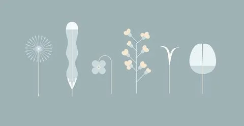 Spring colorful flower elements collection blue color Stock Illustration