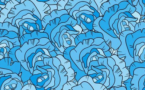 Spring colorful vector illustration with blue roses. Cartoon style. Design for イラスト素材