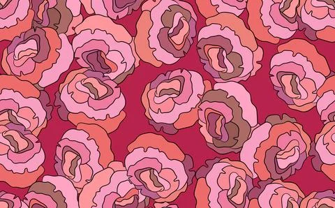 Spring colorful vector illustration with pink roses. Cartoon style. Design for Stock Illustration