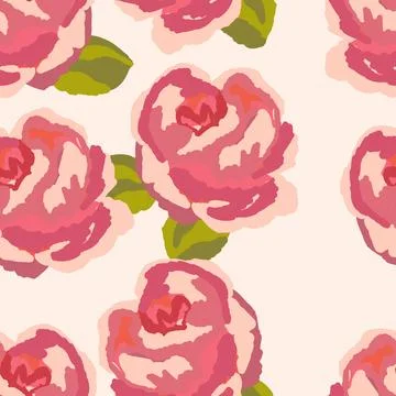 Spring colorful vector illustration with pink roses. Cartoon style. Design for Stock Illustration