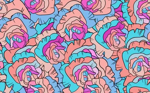 Spring colorful vector illustration with pink roses. Cartoon style. Design for イラスト素材