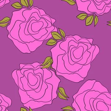 Spring colorful vector illustration with pink roses. Cartoon style. Design for Illustrazione stock