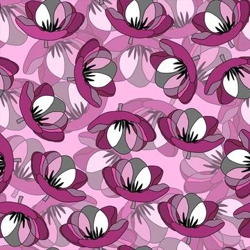Spring colorful vector illustration with pink tulips. Cartoon style. Design for Illustrazione stock