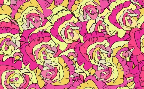 Spring colorful vector illustration with red roses. Cartoon style. Design for Illustrazione stock
