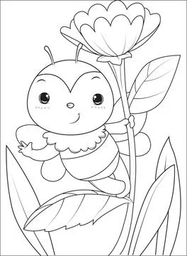 Spring Coloring Pages for Kids Stock Illustration
