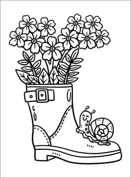 Spring Coloring Pages for Kids Illustrazione stock