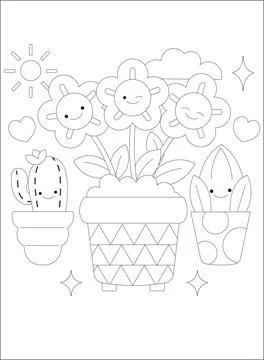 Spring Coloring Pages for Kids Stock-Illustration