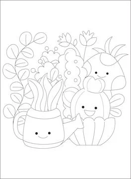 Spring Coloring Pages for Kids Stock Illustration
