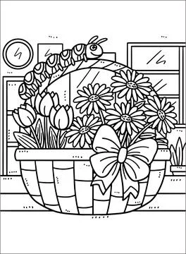 Spring Coloring Pages for Kids Stock-Illustration