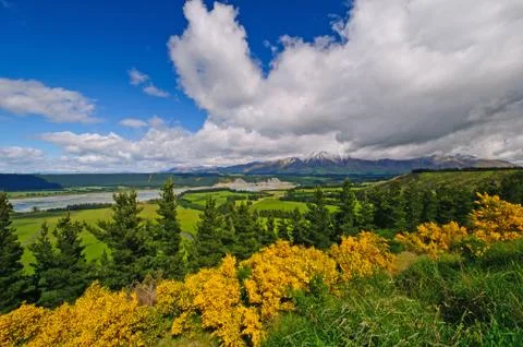 Spring colors on a mountain valley Stock Photos