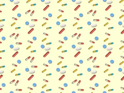 Spring. Colors.  pills.  capsules. Pattern without seams 스톡 일러스트