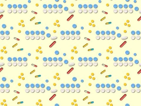 Spring. Colors.  pills.  capsules. Pattern without seams Illustrazione stock