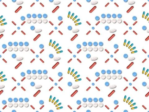 Spring. Colors.  pills.  medicine. Pattern without seams Stock Illustration