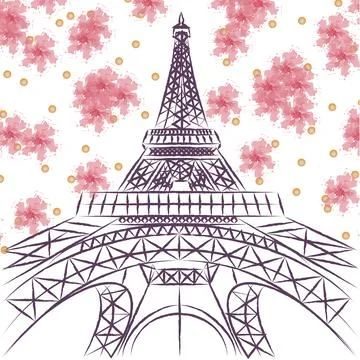 Spring comes in romantic Paris Stock Illustration