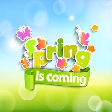 Spring is coming on the bokeh background. Stock Illustration