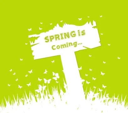 Spring is coming concept with sign post Stock Illustration