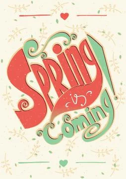 Spring is coming lettering Stock Illustration