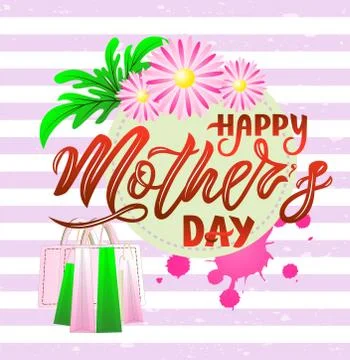 Spring composition with Hand lettering Happy Mother s day. Vector illustration. Stock Illustration