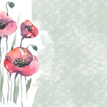 Spring creative texture with red poppies. Textured bright background with Stock Illustration
