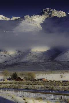 Spring Creek barn Ruby Mountains NV Stock Photos