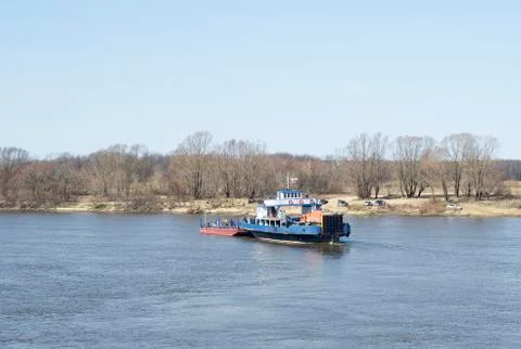 Spring crossing on the river Oka Stock Photos