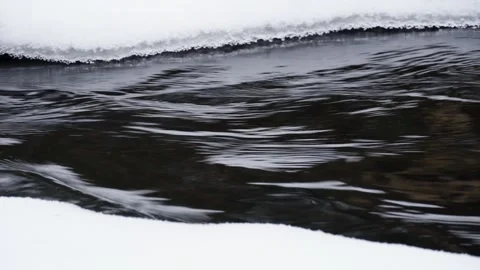 The spring current of a freshwater river and the melting of ice and snow. Video stock 304306887
