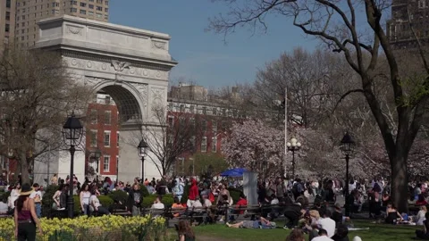 Spring Day at Washington Square Park, in New York City, is truly remarkable 스톡 동영상 291632362