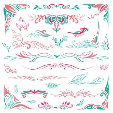 Spring Decorative Vignettes and Corners Set Stock Illustration