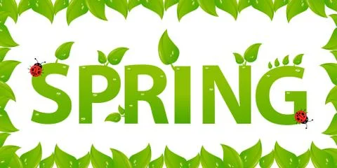 Spring design with green leaves Stock Illustration