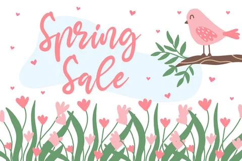 Spring discounts. Spring discount design Stock Illustration