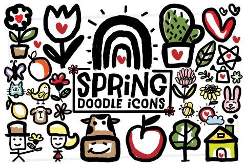 Spring Doodle Icons イラスト素材