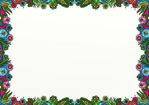 Spring Doodle Page Border Decoration Stock-Illustration