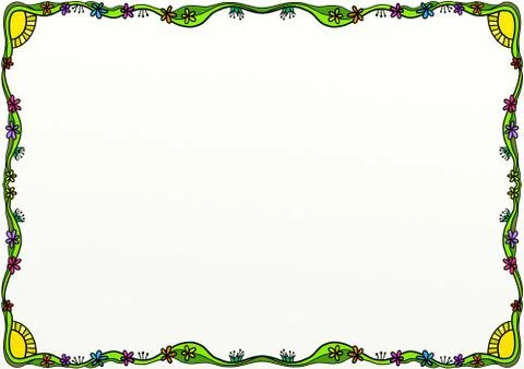 Spring Doodle Page Border Decoration Ilustração Stock