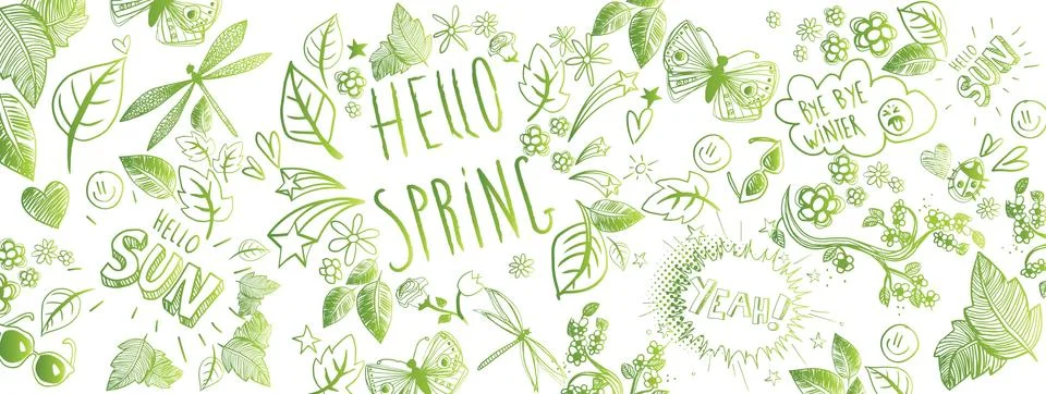 Spring doodles background Stock Illustration